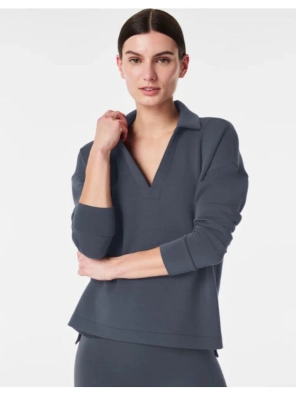 NEW Air Essentials Polo Tunic Sweatshirt Top Dark Storm Medium Pullover Casual